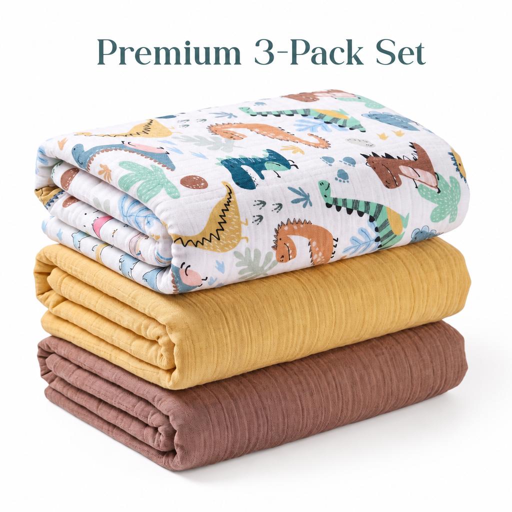 Baby Nursery Boy - Paquete de 3 mantas de muselina