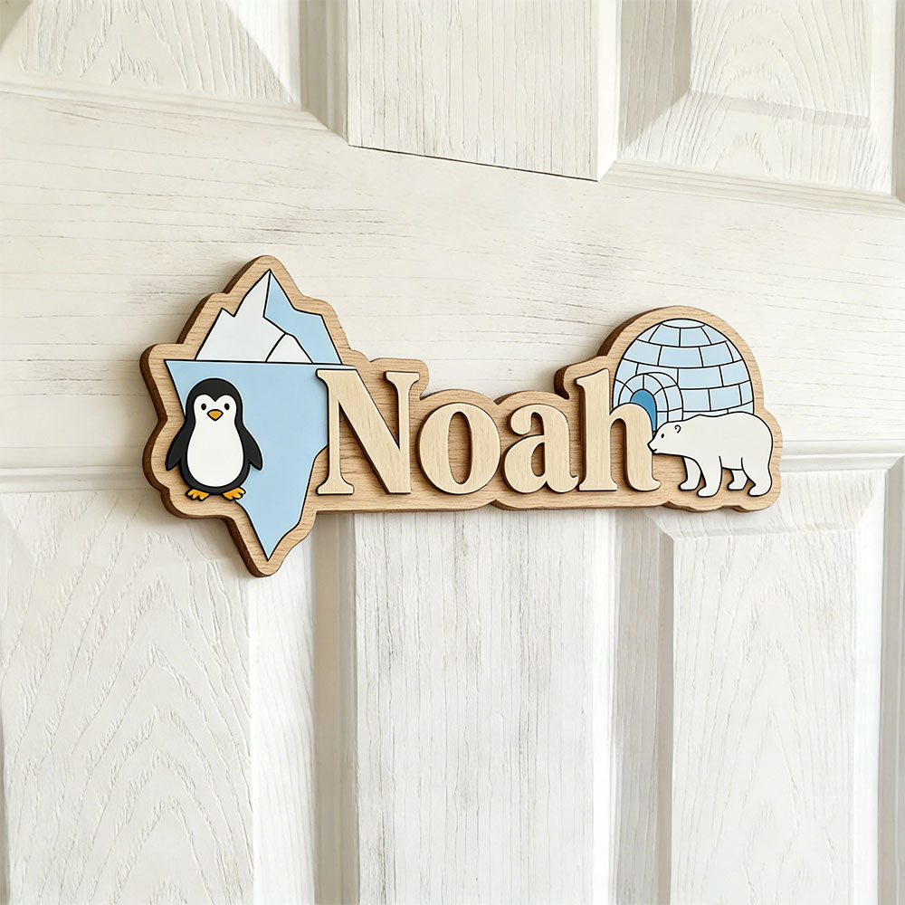 Baby Nursery Name - Letrero Personalizado con Nombre de Pingüino