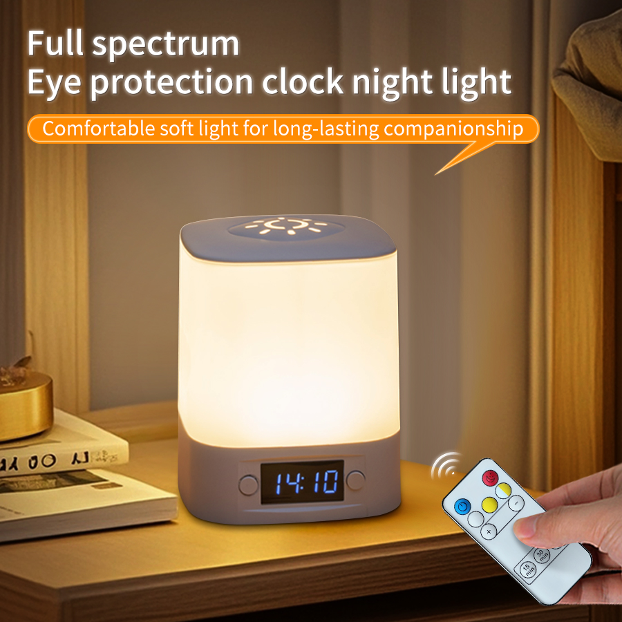 Baby Nursery Table Lamp - Luz nocturna Led portátil con reloj,