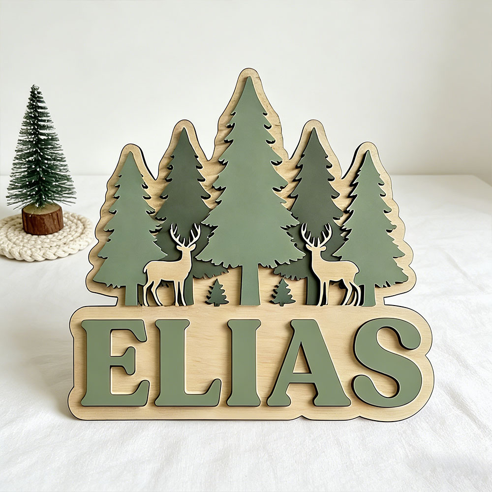 Baby Nursery Mountain Theme - Letrero de puerta personalizado con nombre