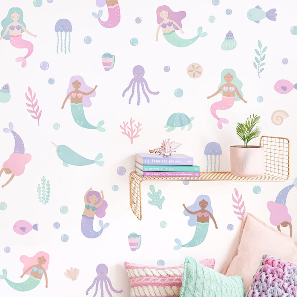 Baby Nursery Ocean - Pegatinas de pared de sirena de
