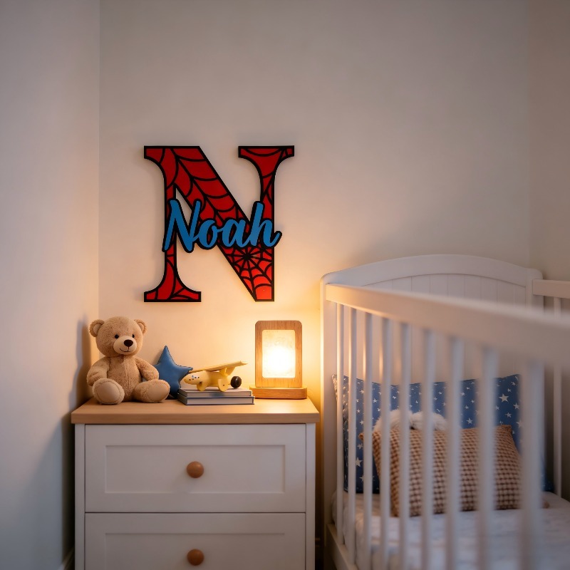 Baby Nursery Name - Letrero colgante personalizado con nombre en