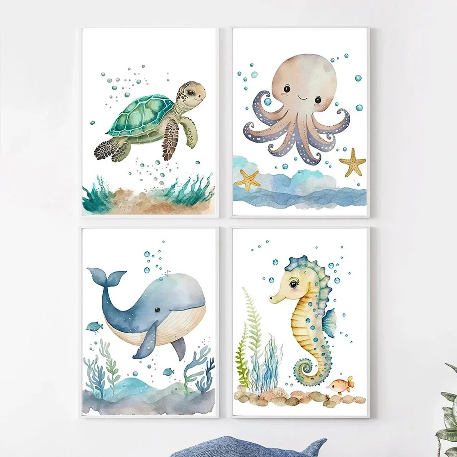 Baby Nursery Ocean - Lindos pósteres y cuadros de pared