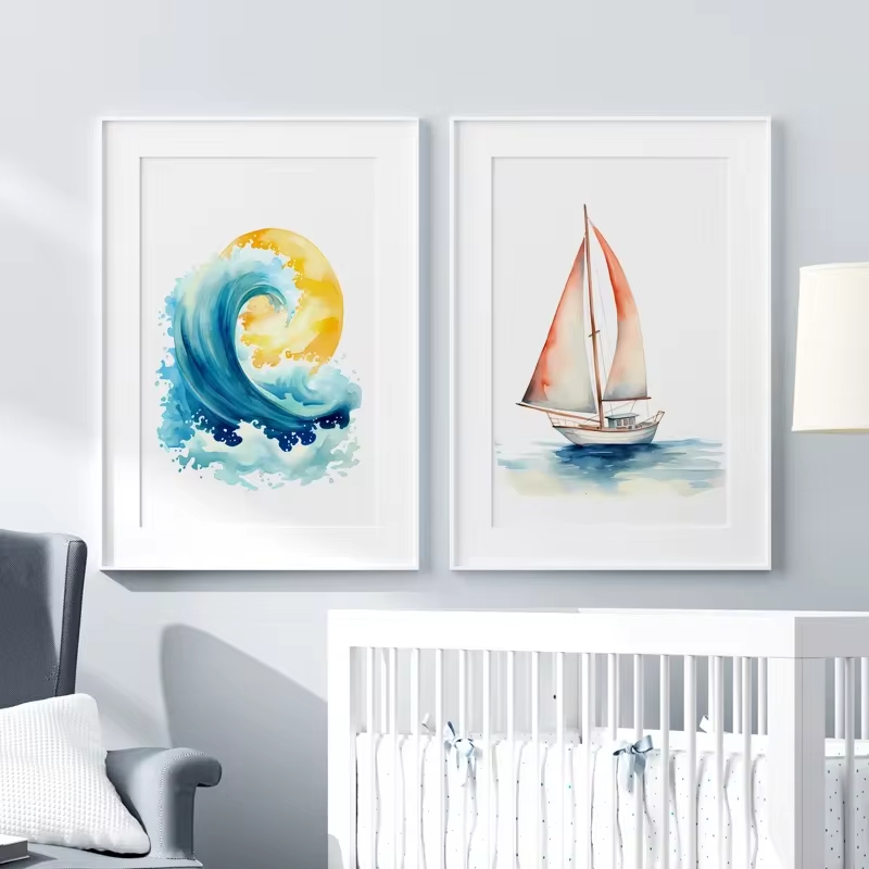 Arte de pared de Faro de playa - Baby Nursery Ocean reseña y precio