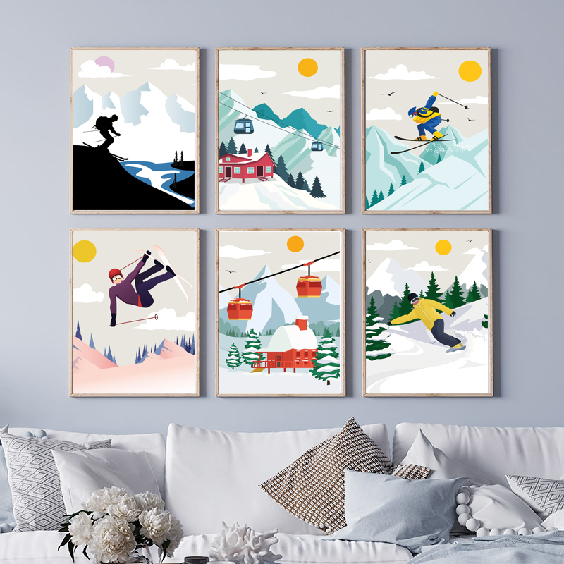 Arte minimalista en lienzo de  - Baby Nursery Mountain Theme reseña y precio