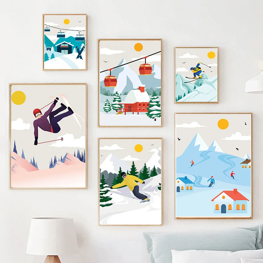 Arte minimalista en lienzo de  - Baby Nursery Mountain Theme reseña y precio