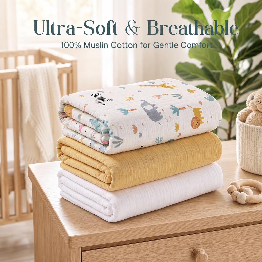 Paquete de 3 mantas de muselin - Baby Nursery Boy reseña y precio