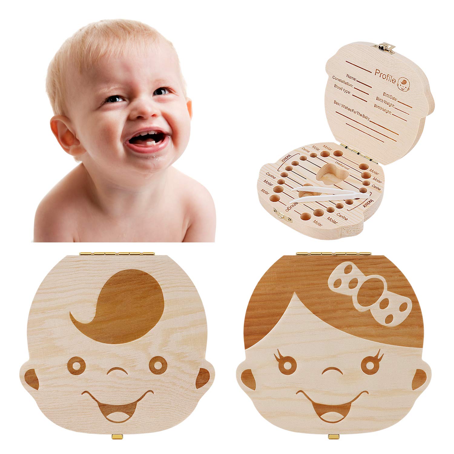 Caja de madera de pino de nuev - Baby Keepsake Box reseña y precio