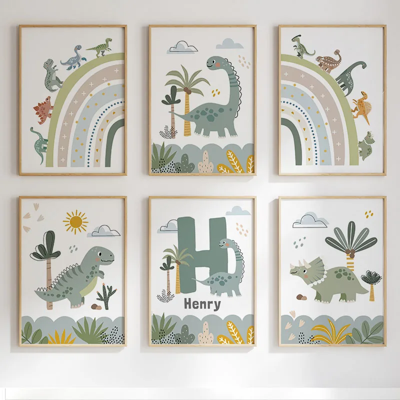 Lindo dinosaurio T-Rex Brachio - Baby Nursery Paintings reseña y precio
