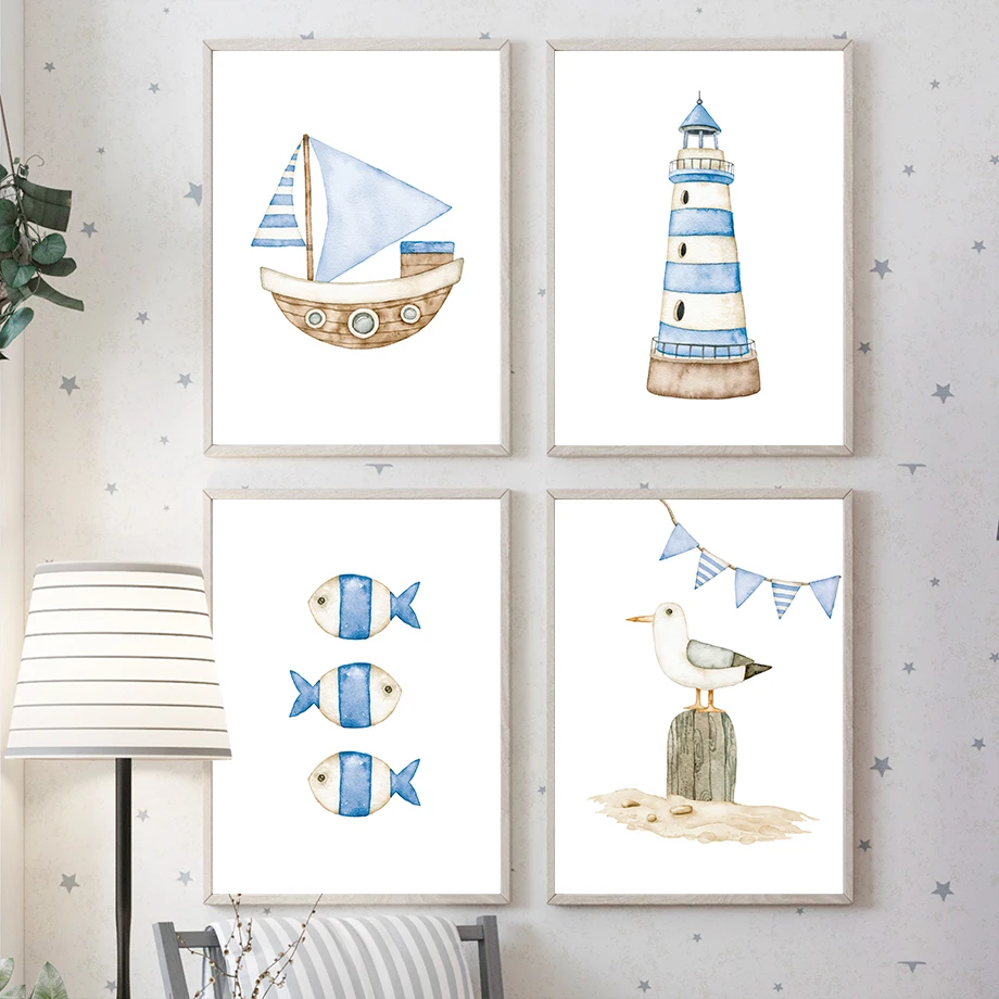 Pósteres y cuadros náuticos de - Baby Nursery Paintings reseña y precio