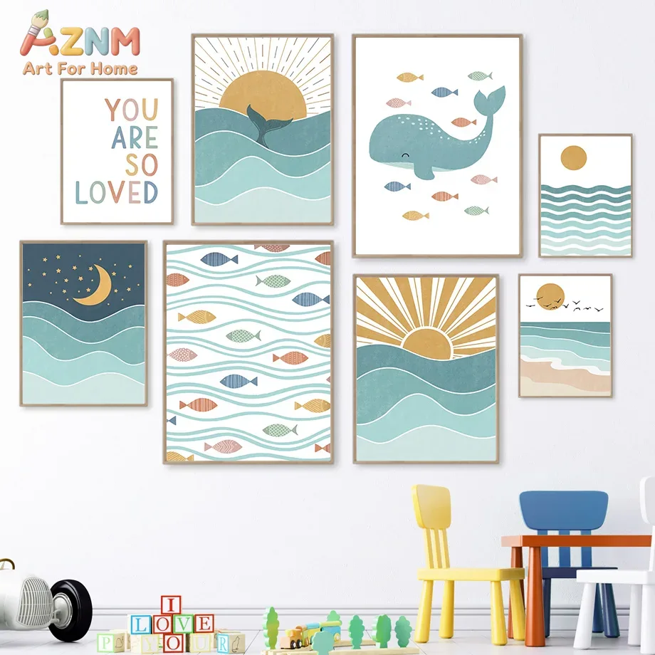 AZNM Boho Ocean - Lienzo decor - Baby Nursery Ocean reseña y precio