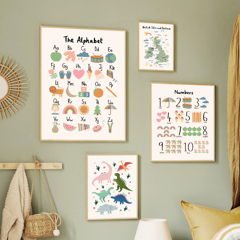 Mapa del mundo animal, alfabet - Baby Nursery Paintings reseña y precio