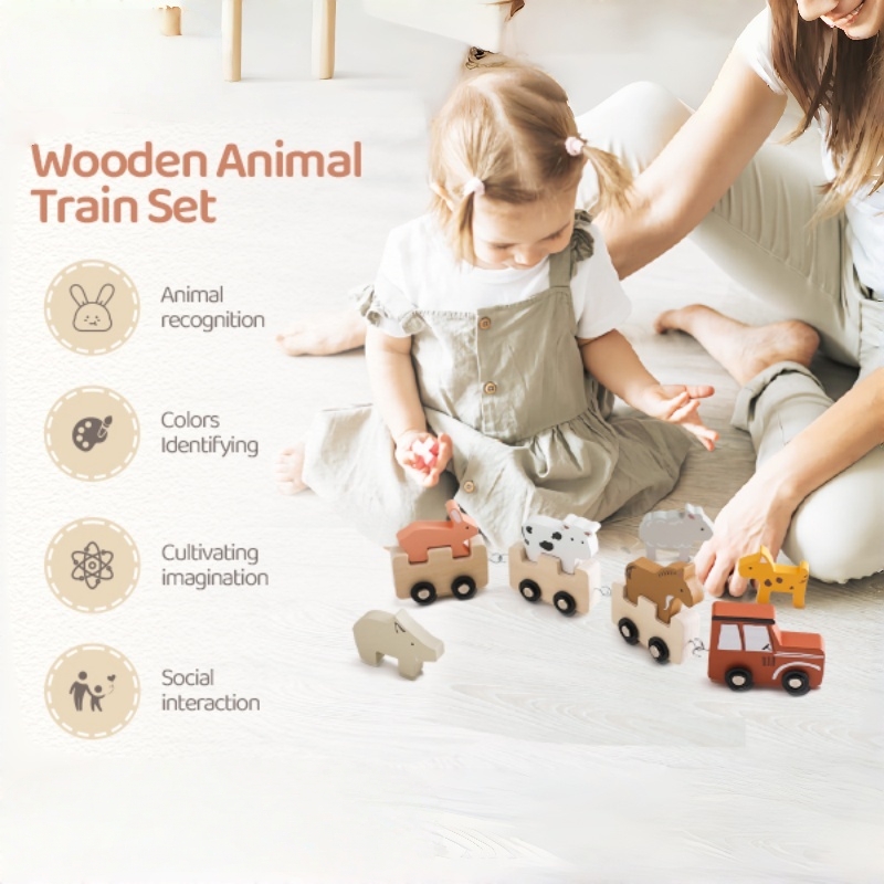 Tren de juguete de madera colo - Baby Nursery Music reseña y precio
