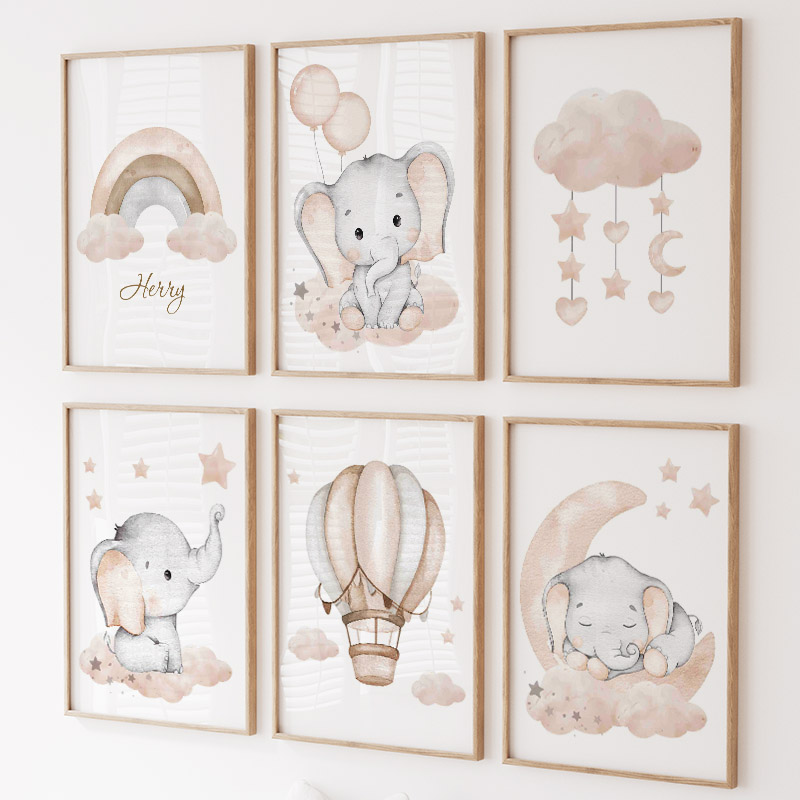 Lindo elefante globo caliente  - Baby Nursery Paintings reseña y precio