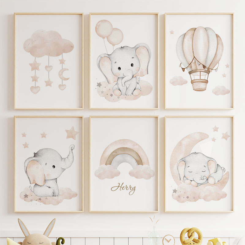 Lindo elefante globo caliente  - Baby Nursery Paintings reseña y precio