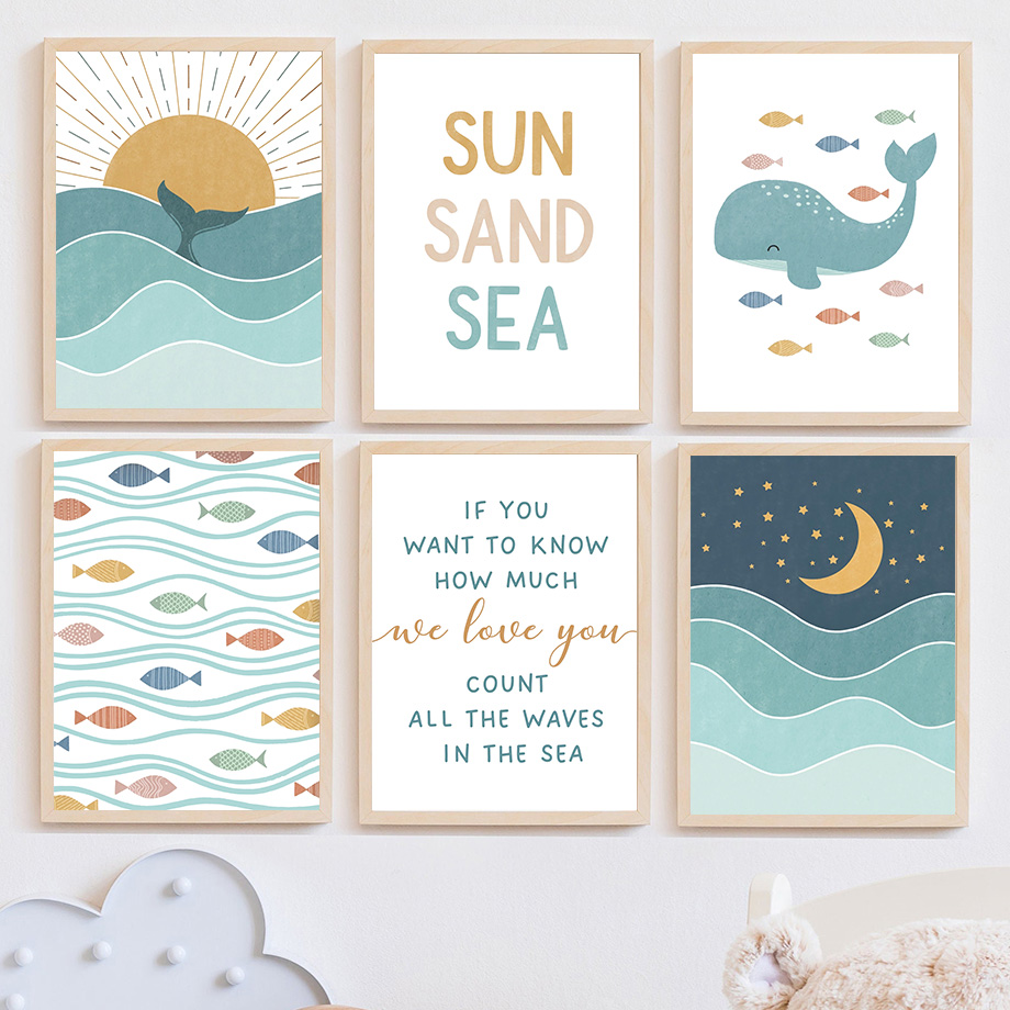 1 pieza de arte de pared sin m - Baby Nursery Ocean reseña y precio