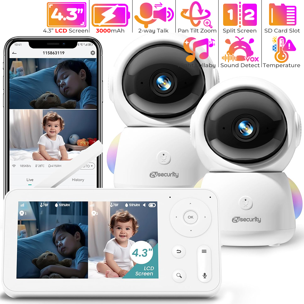Monitor de bebé 2K con 2 cámar - Baby Nursery Music reseña y precio