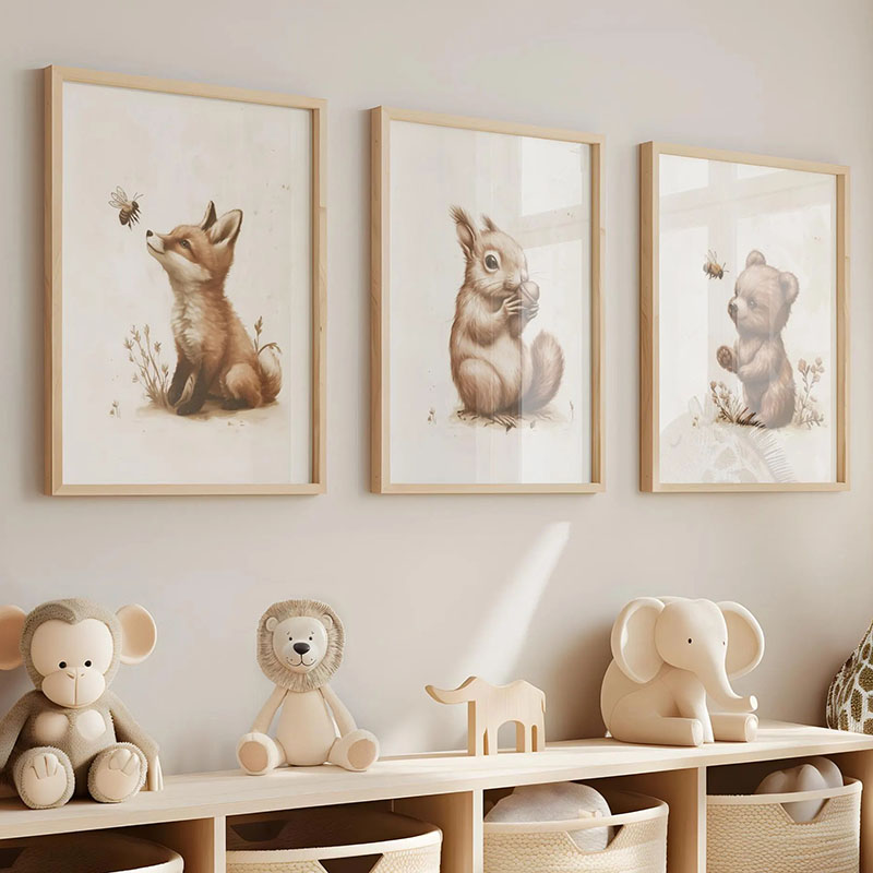 Póster de Animales: Oso, Conej - Baby Nursery Paintings reseña y precio
