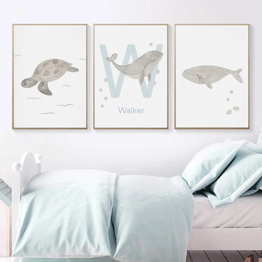 Nombre personalizado ballena p - Baby Nursery Ocean reseña y precio