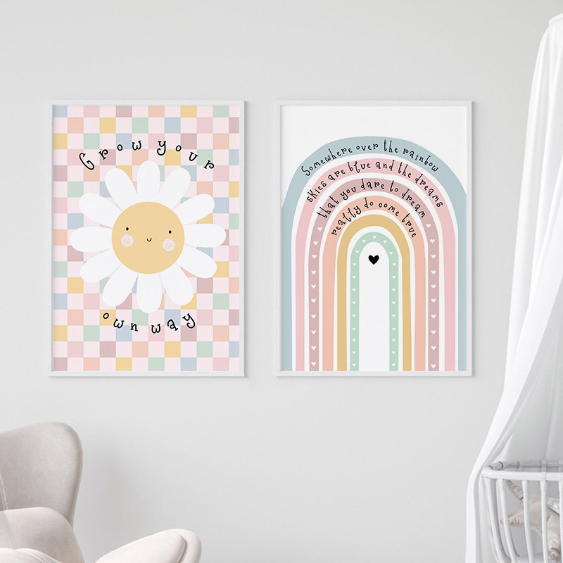 Sol, flor, arcoíris, nube, cor - Baby Nursery Paintings reseña y precio