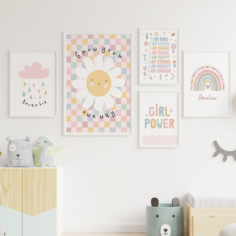 Sol, flor, arcoíris, nube, cor - Baby Nursery Paintings reseña y precio